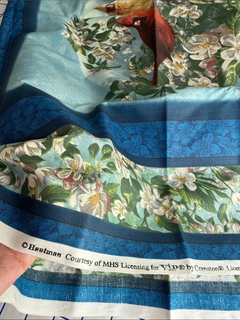VIP Cranston Bird Panel Fabric Hoffman Cardinals Bluebirds Chickadees Goldfinche